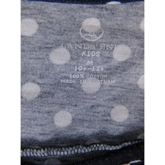 Lands' End Shirt Kids Medium 10-12 Blue Polka Dot Long Sleeve Tunic Top - Picture 3 of 5